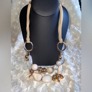 Pearl and Gold Tone Beaded Necklace
